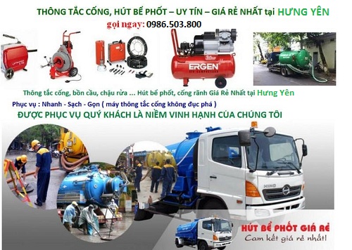 dịch vụ thông hút bể phốt tại hưng yên